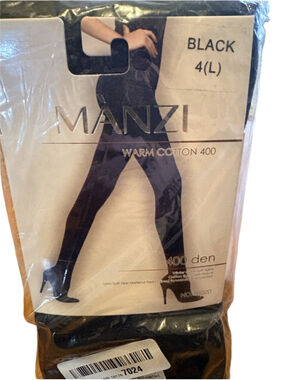 MANZI Black Warm Cotton Tights Size 4 (L)